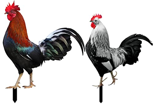 Yardwe 2 piezas de enchufe de jardín, figura de gallina, decoración de jardín, animales conectores, figura decorativa, decoración de Pascua, estatua de césped, decoración de patio