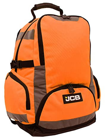 JCB - Hi Viz Backpack, High Visibility Safety Rucksack, Work Rucksack, Reflective Bag for Cycling Walks, Sports, Gym, School - Orange