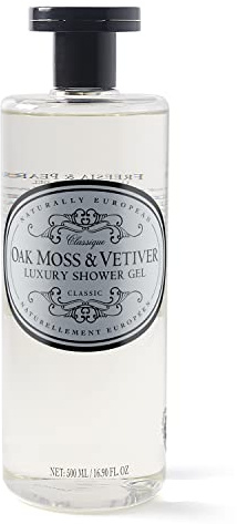 Naturally European Oak Moss and Vetiver Shower Gel, Earthy and Floral Scent, Leaves Skin Soft, Supple and Hydrated, Suitable for Sensitive Skin 500ml