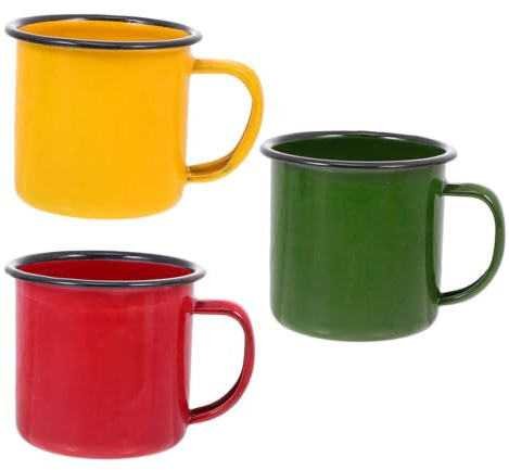 UPKOCH 3 Piezas Taza De Esmalte De Colores Juego De Tazas Para Acampar De 3 Tazas De Té Esmaltadas Taza De Té De Café De Esmalte Taza De Hoguera Cafe Para Acampar Oficina Metal Pequeña