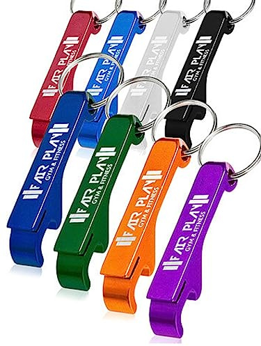 9 Stück personalisierter Aluminium-Dosen-/Flaschenöffner, Schlüsselanhänger, dickere Version. Gravierter Text/Logo, Hochzeitsgeschenke, Brauerei, Bar, Jubiläen, Party, Restaurant, Immobilienmakler