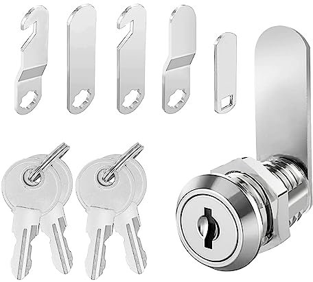 luckaide Serrure de boîte aux lettres, 20 mm, 4 clés, avec 5 plaques de serrure différentes, serrure de boîte aux lettres de 16 mm, serrure d'armoire de 18 mm pour portes d'armoire, boîtes aux