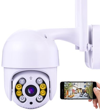 New Flash Caméra de sécurité WiFi extérieure 3MP, caméra de vidéosurveillance panoramique et inclinable à 360°, Vision Nocturne en Couleur, Alarme sonore et Lumineuse, détection de Mouvement