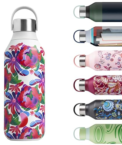 Chilly’s Gourde Emma Bridgewater - Bouteille Isotherme en Inox, Réutilisable pour Boissons Chaudes & Froides - Étanche, Sans condensation - Peony Tumble, 500ml