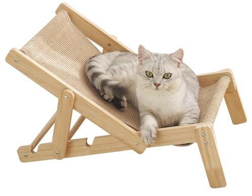 Silla rascador para gatos, cama elevada para gatos, silla de playa, hamaca para gatos, cama rascadora, extraíble con almohadilla de sisal, ajustable para gatos de habitación, pequeños, medianos y pies