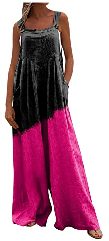 RMBLYfeiye Jumpsuit Damen Sommer Arbeitslatzhose Kurz Leinenkleid Lang Oversize Overall Festlich Hochzeit