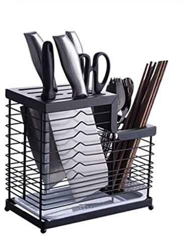ISCBAFYX Knife Block Stainless Steel Knife Holder Large Capacity Block Storage Knife Block Storage Rack Drain Tray Cooking Accessories for Kitchen