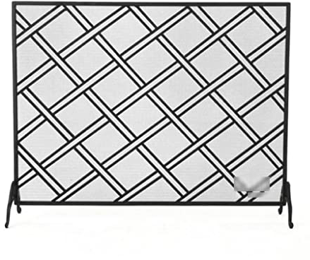 Kamintüren, Kamin, Funkenschutz, Schmiedeeiserner Rahmen, Kaminschutz, vertikale Heizung, Trennwand, Feuerschutz für Kamine, Haushalt, Kamin, Werkzeuge, Kaminschutz (Farbe: Schwarz)