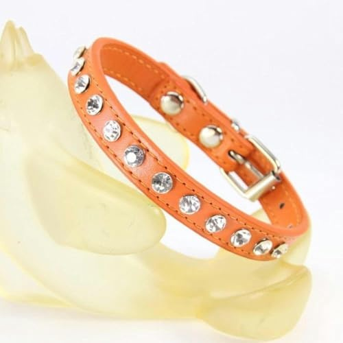 Hundehalsband für Welpen, Kristall, heißer Bling-Strass, Pu-Leder, Welpen-/Katzenhalsband, Halskette, Umhängeband, Persönlichkeit, Haustierprodukte, Halsband, Schokolade, S-Orange-M