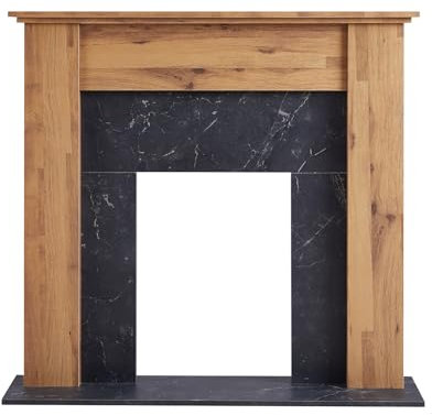 FlameKo 43’’ Mantel Surround for Verona Insert Suitable for all 16” Electric Fireplace Inserts, Multiple Colours Available (Dark Bronx Oak and Black)