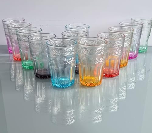MIELIMON Set de 12 de Vasos de Cristal para Té marroquí de 150ml ideal para tomar te (AZUL)