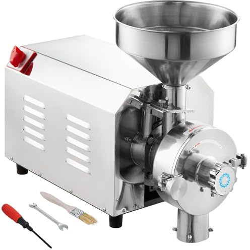 VEVOR Soybean Grinder Commercial Grinding Machine for Spices 2200W Corn Mill Grinder 50 KG/H Stainless Steel Industrial Flour Milling Machine for Pepper Soybean Peanut Corn Grains
