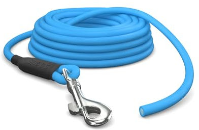 5m Schleppleine Hunde, Wasserfeste Hundeleine Rundleine ohne Schlaufe, Sichere Freilauf-Trainingsleine Cyan-Blau, bis 35kg