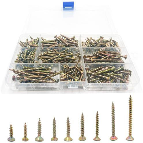 Wood Screws, Color Zinc Self M4 M3.5 M3 Tapping Assortment Screw Set Mixed Box, 40mm 30mm Countersunk Assorted For Wood Furniture Repairs(360Pcs)