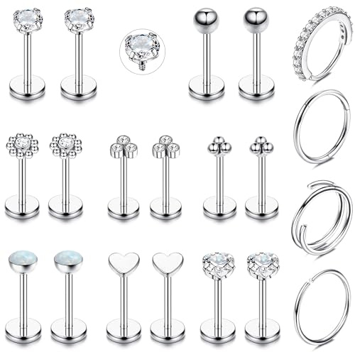 JeweBella Piercing Nariz, Oreja, Tragus, Septum, Helix, Labio Acero Quirúrgico Hipoalergenico Piercing Joyería