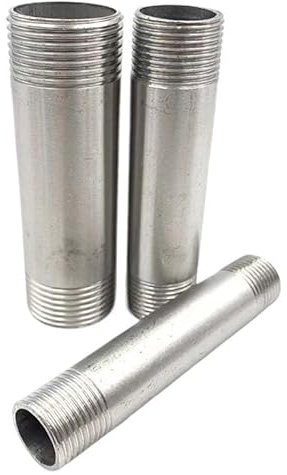 Länge 100/150/200/300 mm 1/4 Zoll 3/8 Zoll 1/2 Zoll 3/4 Zoll-2 Außengewinde langer Nippel 304 Edelstahl-Rohrverschraubungs-Anschlussadapter(Standard Length,1/2)