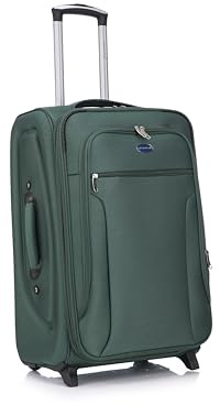 Aerostar Medium 26” Lightweight Softshell Expandable Suitcase, Check in Luggage 2 Corner Wheels with Integrated Combination Lock for 15 to 20kg (Forest Green, 77 litres)