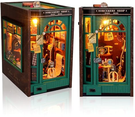Cuteefun DIY Book Nook Kit, Casa delle Bambole in Miniatura Fai da Te, Kit Book Nook per Adulti da Costruire, Fai Il Tuo Modello di Casa Artigianale per Il Compleanno (Negozio di Stregoni)