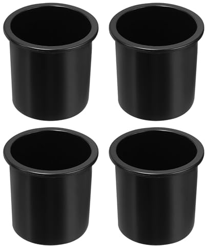 sourcing map 4 Pcs Plastic Drop-in Cup, 4.25 x 4.2 Drink Can Holder Poker Table Cup Holder Insert for Sofa Boat Car Marine, Black