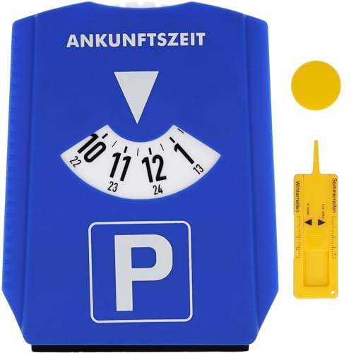 First Aid Only 5-in-1 Parkscheibe | Auto Parkscheibe mit Eiskratzer inklusive Einkaufswagenchip, Reifenprofilmesser & Scheibenabzieher | Parkuhr Multitool StVO-konform | P-11100 00