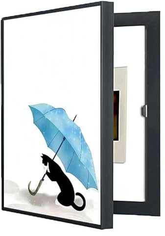 NZVZGKTNTW Electric Box Cover,Electrical Instrument Panel Flip Cover Suspended Living Room Wall Vertical Frame Cover Image Multimedia Junction Box Hanging Pictures(Black)