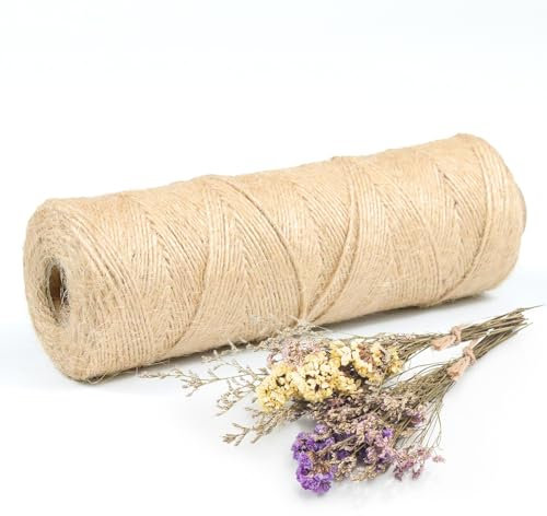 MDDK DY Spago di Juta Naturale 1mm x 200m – Spago Resistente per Giardinaggio, Confezioni Regalo e Fai da Te, Juta Twine