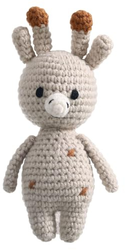 BabyRassel - hholz Rassel Toys | Morso ad anello di anelli agli animali all'uncinetto | Decorazioni morbide per bambini per compleanno | Regali per per la nascita per ragazze