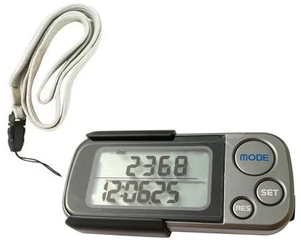 Porceosy 3D Pedometer with Clip & Lanyard - 30 Day Memory Step Counter, Accurate Fitness Tracker with Large LCD Display for Walking/Jogging, Simple Operation Portable Sports Pedometer Silver