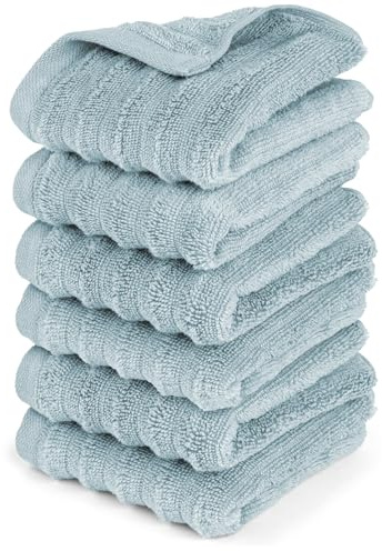 Pure Label Gästehandtuch 6-TLG. 6x30x50cm 100% Baumwolle weich, Blaugrau | Spürbar weich, saugstark und ideal für Bad, Gäste und täglichen Komfort