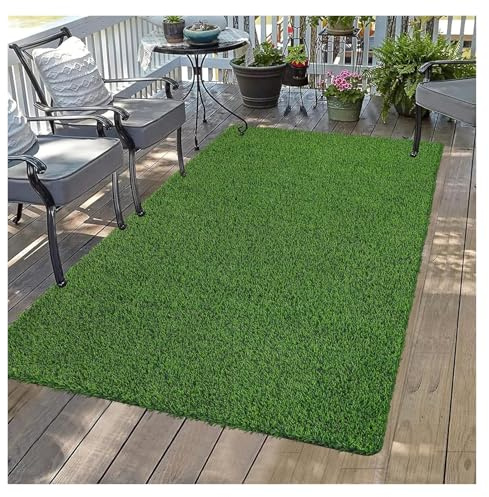 LSSHQ Alfombra Cesped Artificial Anti-UV Césped Sintético para Jardín Patio Balcón Verde Oscuro Césped Decorativo Barato y Funcional Instalación Fácil(2x5m/6x16ft)