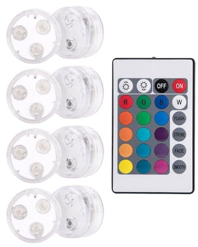 VALICLUD Juego de 8 Luces LED Sumergibles RGB para Piscinas con Control Remoto Impermeables Ip68 Carcasa ABS Transparente Iluminación para Fuentes Estanques y Acuarios Batería