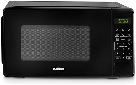Tower 20L 800W Digital Microwave with 11 Power Levels, 6 Auto Cook Pre-sets, Express Cooking Mode, Weight & Time Defrost Functions, LED Display, Black. T24045BLK