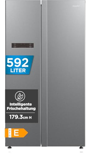 Comfee' Side-by-Side Kühl-Gefrierkombination 592 L | No Frost, Inverter Kompressor, 35 dB, Multi-Air-Flow | Platinum Fresh, Sensor & SuperCool | LED | Titan-Grau, RCS592LS01EU(E)