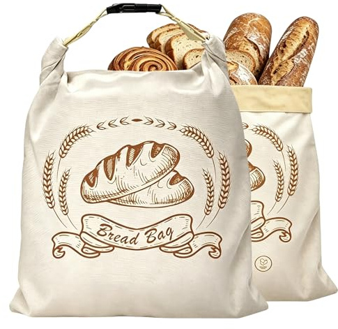 2 Pièces Sac A Pain Cire Abeille,43 X 33 CM Sac À Pain En Cire D'abeille Avec Fermeture À Glissière,Réutilisables,Adaptées Aux Pâtisseries Faits Maison