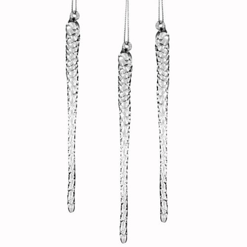 SIKORA BS237 Eiszapfen Christbaumschmuck aus Glas 3er Set Weihanchtsbaum Anhänger Ornament - H: 13,5cm