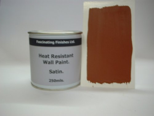 250ml Satin Brick Red Heat Resistant Wall Paint. Wood Burner Stove Alcove. Brick, Concrete, Plaster, Cement Board, Rendering, Metal, Timber and similar building materials.