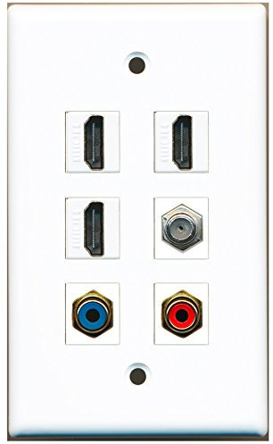 RiteAV – 3 HDMI 1 puerto RCA rojo 1 Puerto RCA azul 1 Puerto Cable coaxial TV- Coaxial placa de pared