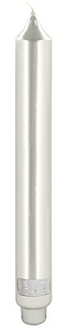 Fink - Stabkerze, Kerze - Metallic - Steingrau, Silber - Höhe 25 cm - Ø 3 cm - 15 Stunden Brenndauer