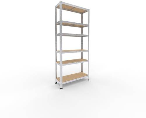 shelfplaza Home 180x80x30cm Schwerlastregal verzinkt mit 6 Böden x 145kg | Kellerregal · Lagerregal · Metallregal · Regale für Kellerraum · Steckregal · Abstellraum Regal