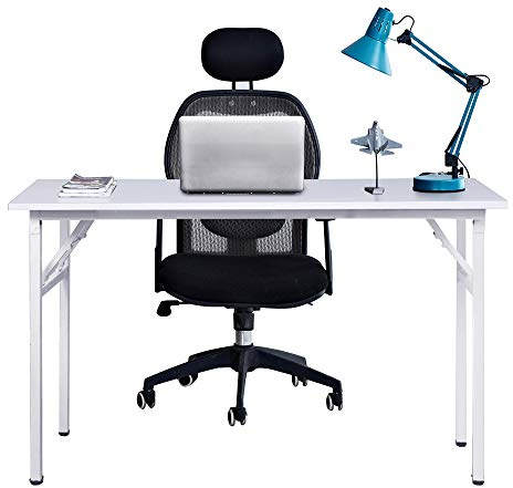 sogesfurniture Schreibtisch Klapptisch 120x60cm Computertisch Büromöbel PC Tisch, Stabil Bürotisch Konferenztisch Klappbar für Zuhause, Büro, Picknick, Garten, Weiß AC5W-120-SF
