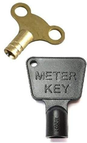 A1SONIC® 1 Brass Radiator Key - Radiator Bleed Key - 1 Meter Key - Black Gas Meter Box Key