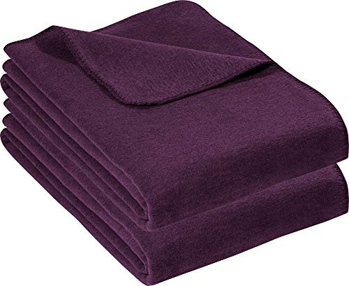 Erwin Müller Wohndecke Brescia 2er-Pack Uni aubergine Größe 150x220 cm - schmuseweicher Flor, mollig warm und temperaturausgleichend