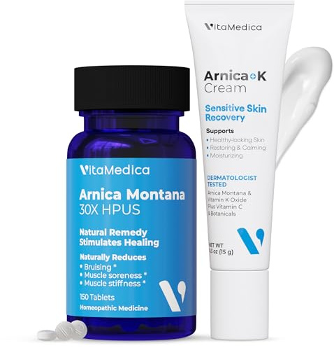 VitaMedica Arnica Montana Tablets & Arnica Cream Bundle - 150 Rapid Dissolve Tablets + 0.5 oz Vitamin K Topical Cream