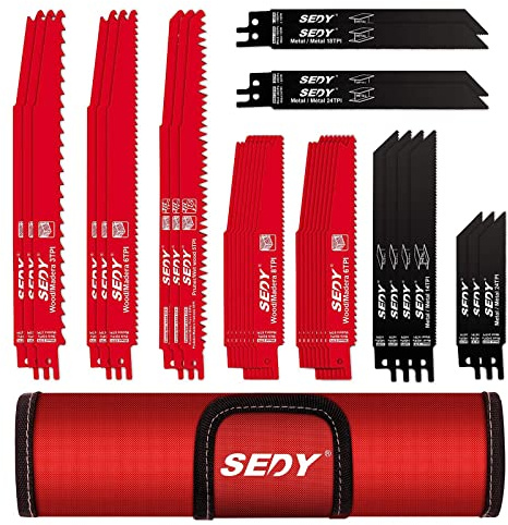 36-Piece Ultimate Reciprocating Saw Blade Set - Premium Saw Blades, Durable Wood & Metal Cutting Blades with Storage Pouch, Long-Lasting Pruning Blades