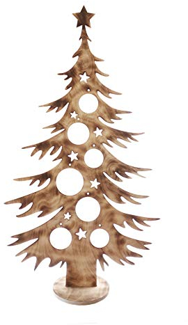 Holz Weihnachtsbaum | Weihnachtsdekoration | Dekobaum | Christbaumkugeln | von Hand geflammt | 103.5x55.4 cm Pohmer Design