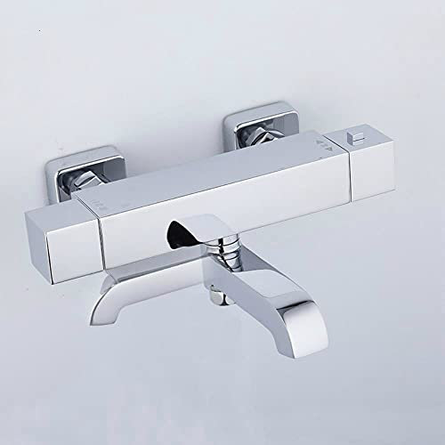 AFUDER Bathtub Faucets Bath Mixer with Thermostat Wall Mounted Waterfall Tub Faucet Thermostatic Bath Tapware