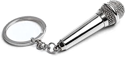 ARFUKA Portachiavi con ciondolo per microfono, regalo creativo per gli amanti della musica, accessorio alla moda, Silver, Small