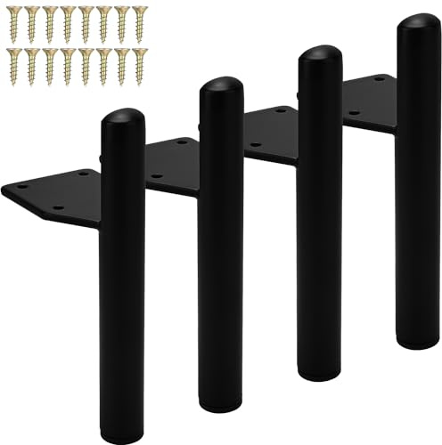 Btowin 7 inch Tapered Metal Furniture Legs, Side-Mounted, 4-Pack, Black | 400lb Capacity. Rust-Proof Non-Slip Base Protects Floors. Screws & Pre-Drilled Holes for Quick DIY. Fits Sofa, Cabinet & Bed