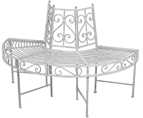 Lomadox Baumbank Bank Gartenbank im Halbkreis in altweiß