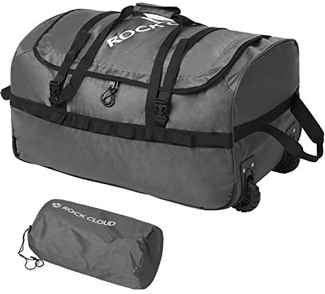 Rock Cloud Faltbare Reisetasche mit Rädern, 85 l, Rolltasche, verstaubar, 66 cm, für Reisen, Camping, Sport, Grau, Upgrade, 85L, 26 in, Sportlich